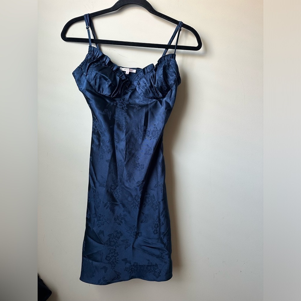 Pacsun Lottie Moss Women’s Blue Bustier Mini Satin Dress Floral Butterfly’s